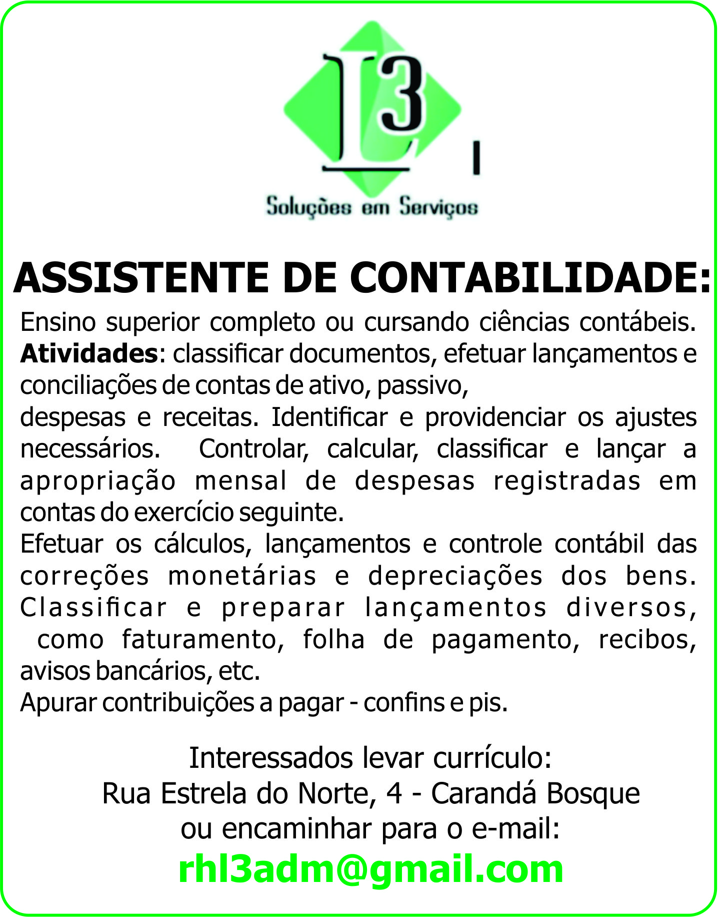 Time Control Contabilidade - ⚠ Vaga para Assistente Financeiro