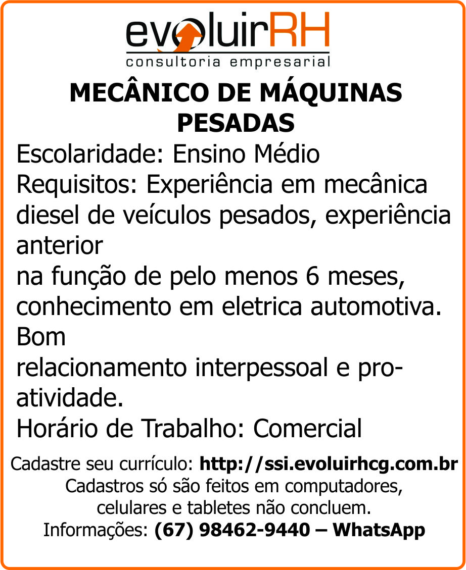 Jornal Meu Emprego Ms Vaga MecÂnico De MÁquinas Pesadas 3487