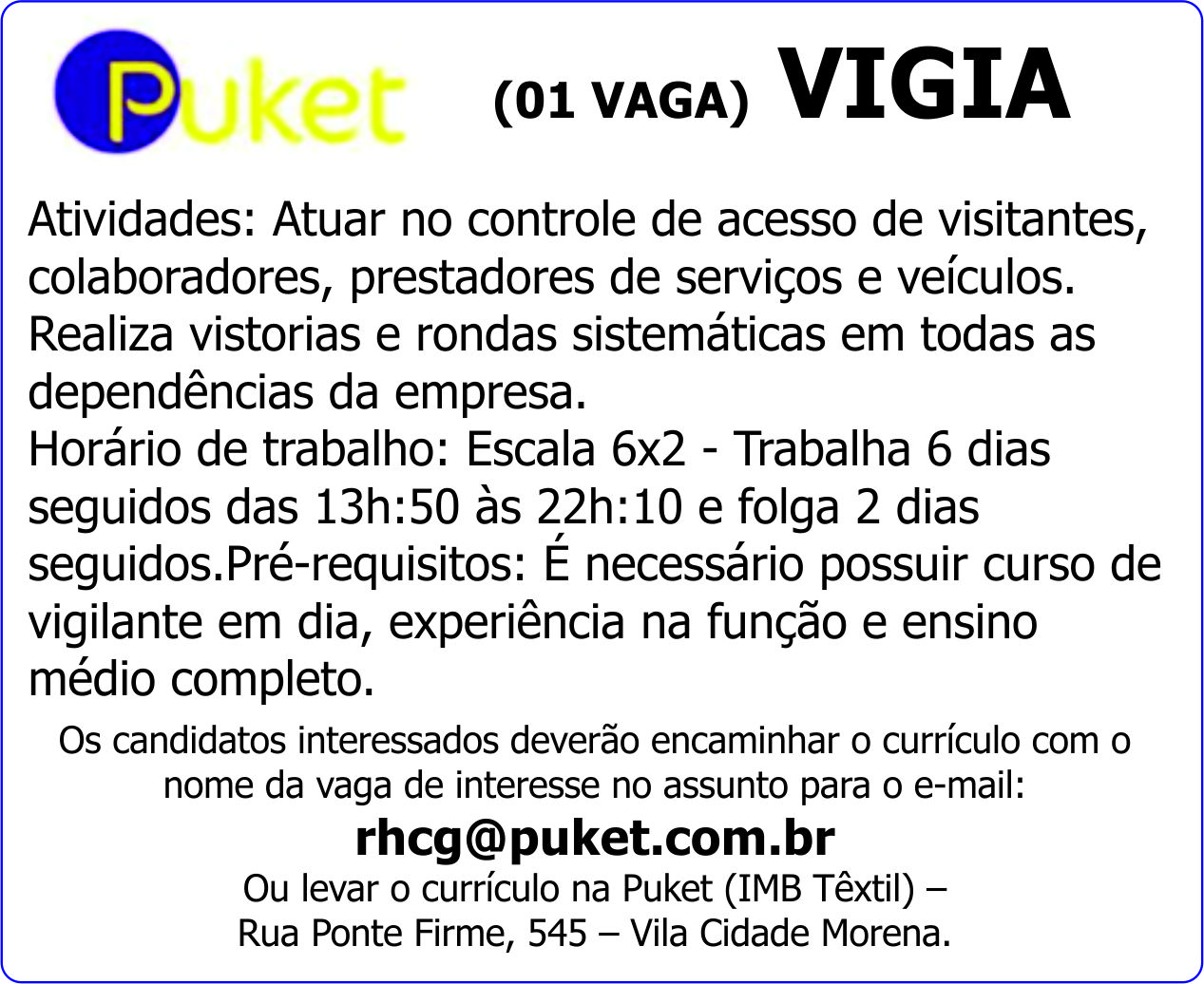 Jornal Meu Emprego MS Vaga VIGIA Jornal Meu Emprego MS Vaga VIGIA