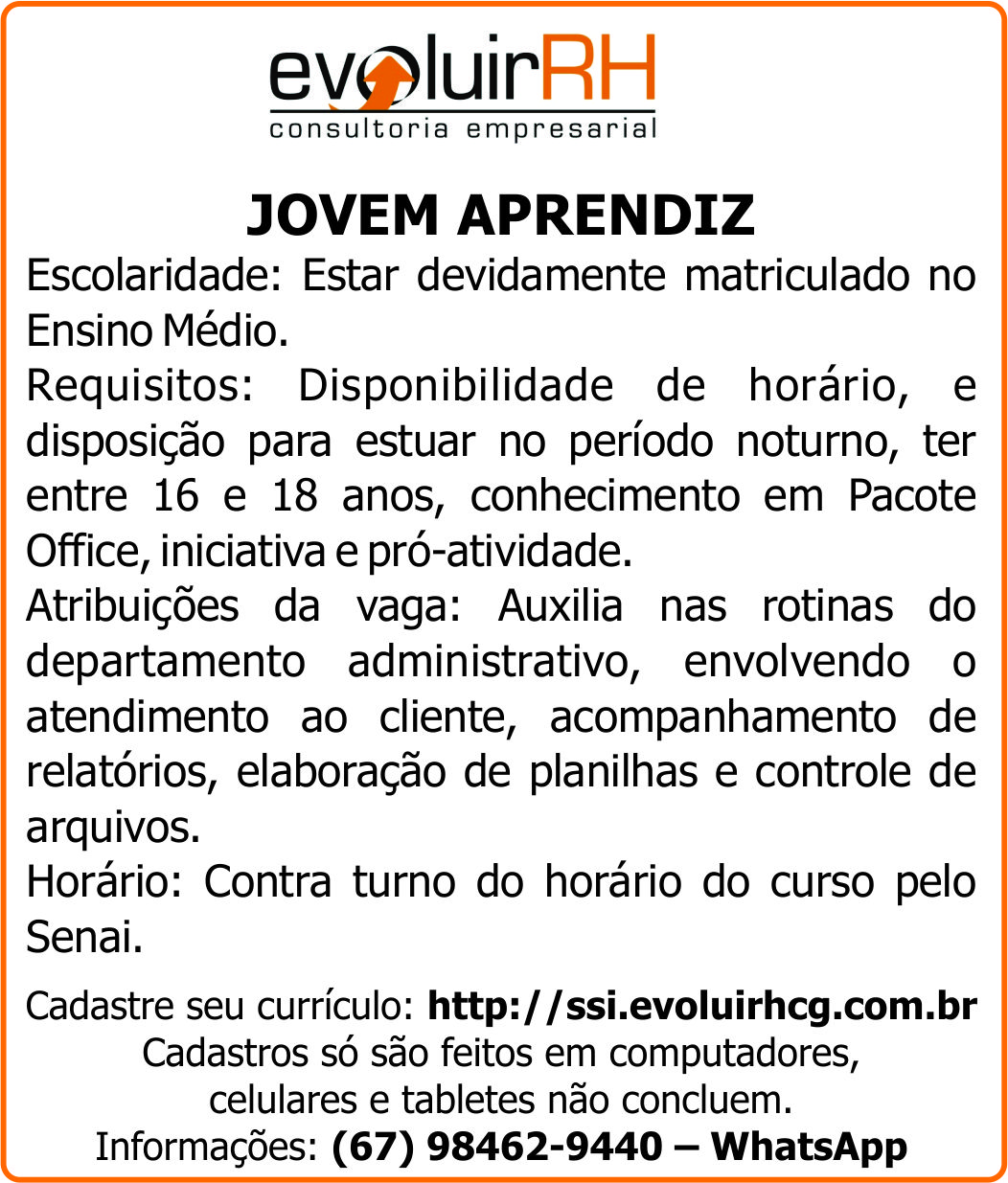 Jornal Meu Emprego - MS - Vaga - JOVEM APRENDIZ: